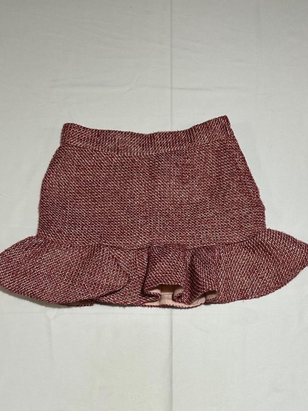 Janie and Jack Girls Size 4 Burgunday Gold Sparkle Ruffle Tweed Adjustable Skirt